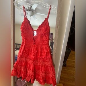 Red summer mini dress XS